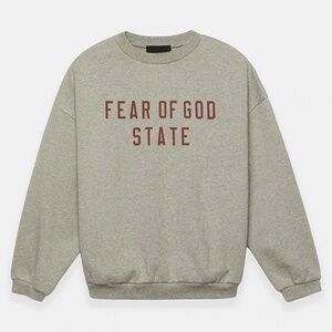Fear of God Essentials Dark Heather Oatmeal Fleece Crew Neck Sweatshirt